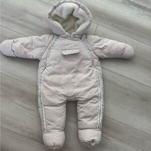Jacadi Cream Baby Snowsuit with Fleece Lining